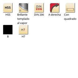 B100 - dormer hss brillante/templado al vapor con quadrado  escariador de mano b din 206