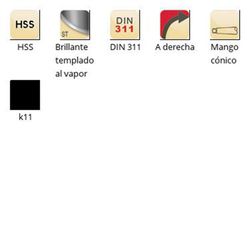 B121 - Alésoir à queue conique Dormer HSS trempé brillant/à la vapeur DIN 311