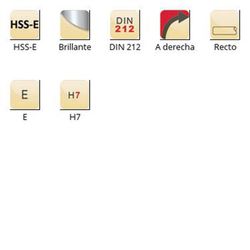 B157 - Alésoir machine droit Dormer HSS-E brillant, hélice à gauche 45° E DIN 212