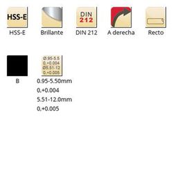 B170 - Alésoir machine droit Dormer HSS-E brillant centésimal B DIN 212