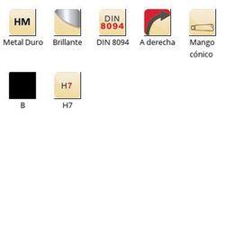 B411 - Alésoir machine à queue conique en carbure brillant Dormer, jeu inégal B DIN 8094