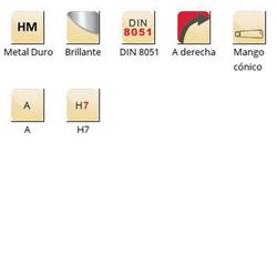 B442 - Alésoir machine à queue conique en carbure brillant Dormer, jeu inégal selon DIN 8051