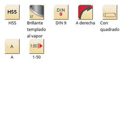 B903 - Alésoir à main carré Dormer en acier rapide trempé à la vapeur pour goupilles coniques selon DIN 9