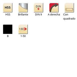 B952 - dormer hss brillante con quadrado  escariador de mano para pasadores cónicos b din 9