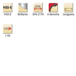 B953 - Alésoir machine Dormer HSS-E à tige brillante pour goupilles coniques, hélice à gauche, 45° DIN 2179