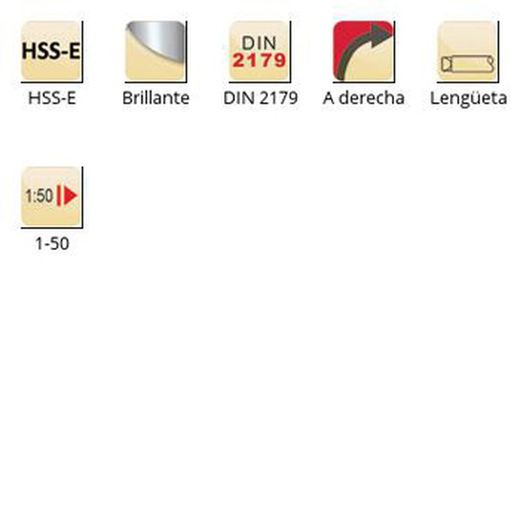 B953 - Alésoir machine Dormer HSS-E à tige brillante pour goupilles coniques, hélice à gauche, 45° DIN 2179