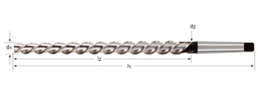 B954 – Dormer HSS-E Maschinenreibahle mit blankem Kegelschaft für konische Stifte, Linksspirale, 45° DIN 2180