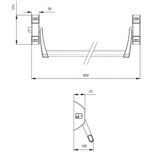 Barra antipánico de sobreponer tesa gl1s908gn