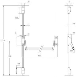 Barre anti-panique en saillie Tesa GL2S908GN