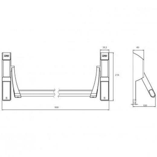 Barra antipánico para cerradura de embutir tesa gl1e909gn