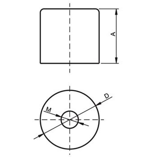 Base magnética cilíndrica con agujero roscado