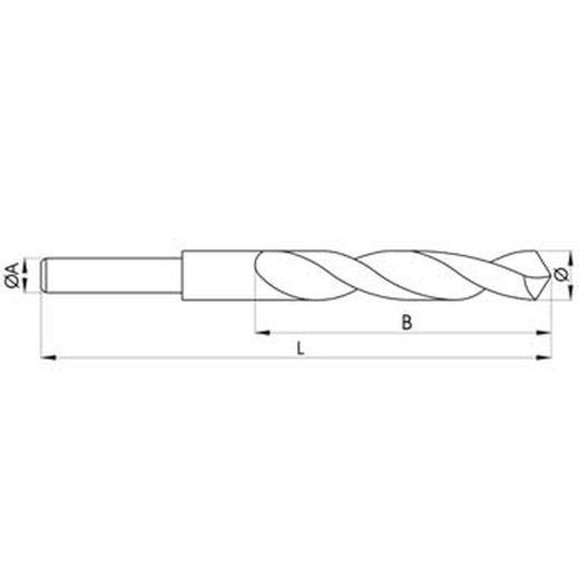 Foret HSS à queue cylindrique réduite, série courte et coupe à droite DIN 338 N