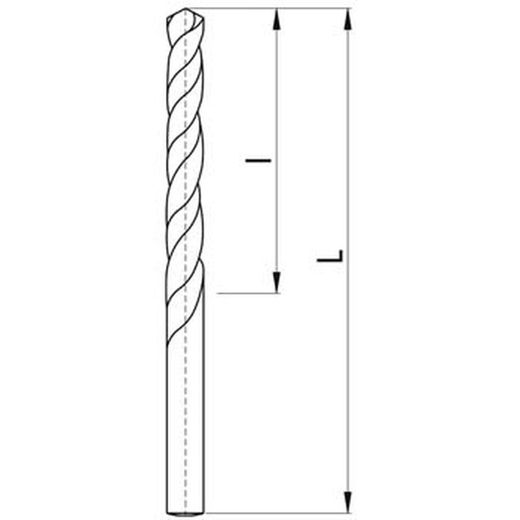 Foret HSS à queue cylindrique, série courte et coupe à droite DIN 338 W