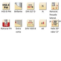 C110 - Fraises Dormer HSS-E-PM brillantes DIN 1835 B à queue N DIN 327 D DIN 327 D