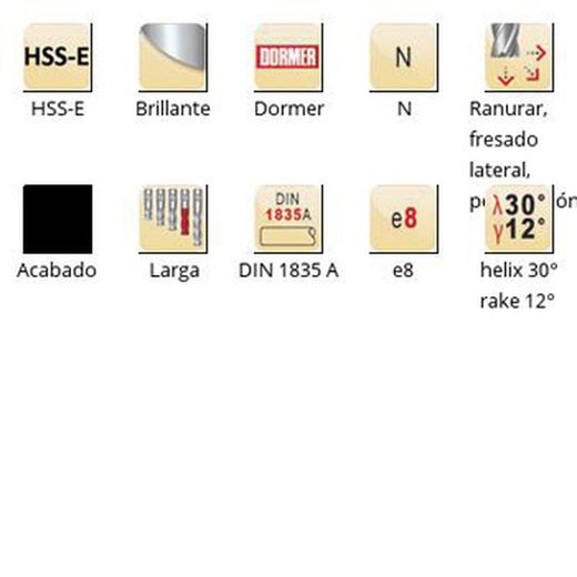 C122 - Fraises de finition Dormer HSS-E brillantes DIN 1835 A à queue N Dormer Dormer