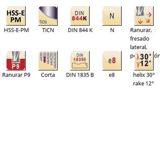 C139 - Fraises Dormer HSS-E-PM TiCN DIN 1835 B à queue DIN 844 K DIN 844 K