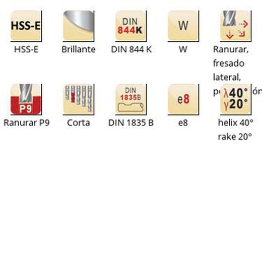 C159 - Fraises Dormer HSS-E brillantes DIN 1835 B à queue W DIN 844 K DIN 844 K