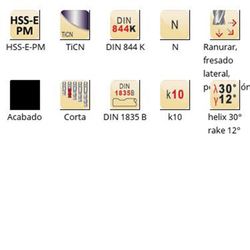 C246 - dormer hss-e-pm ticn din 1835 b shank fresas de acabado n din 844 k din 844 k