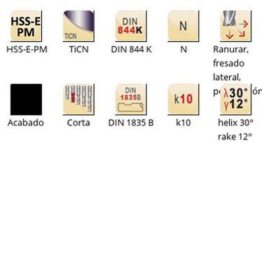 C246 - dormer hss-e-pm ticn din 1835 b shank fresas de acabado n din 844 k din 844 k
