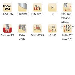 C306 - Fraises Dormer HSS-E-PM brillantes DIN 1835 B à queue N DIN 327 D DIN 327 D