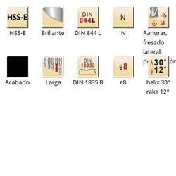 C346 - Fraises de finition Dormer HSS-E brillantes DIN 1835 B à queue N DIN 844 L DIN 844 L