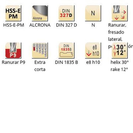 C353 - Fraises Dormer HSS-E-PM Alcrona DIN 1835 B à queue DIN 327 D DIN 327 D