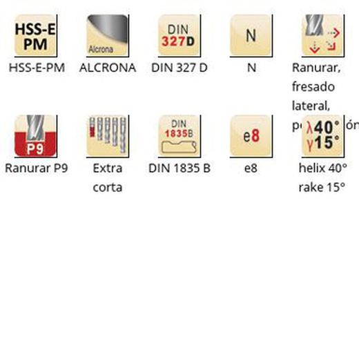 C367 - Fraises Dormer HSS-E-PM Alcrona DIN 1835 B à queue DIN 327 D DIN 327 D