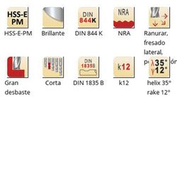 C407 - Fraises d'ébauche Dormer HSS-E-PM brillantes DIN 1835 B, queue NRA DIN 844 K DIN 844 K