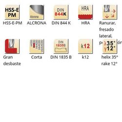 C428 - Fraises d'ébauche Dormer HSS-E-PM Alcrona DIN 1835 B à queue HRA DIN 844 K DIN 844 K