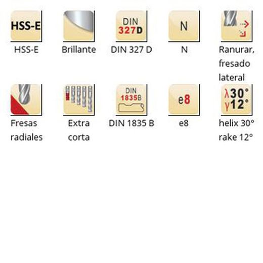 C500 - Fraises à bout hémisphérique Dormer HSS-E brillantes DIN 1835 B, queue N DIN 327 D DIN 327 D