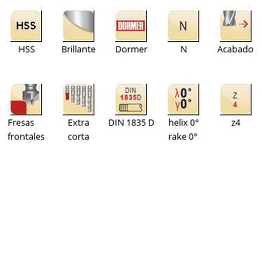 C710 - Fraises à queue concave Dormer HSS brillant DIN 1835 à queue D N Dormer Dormer