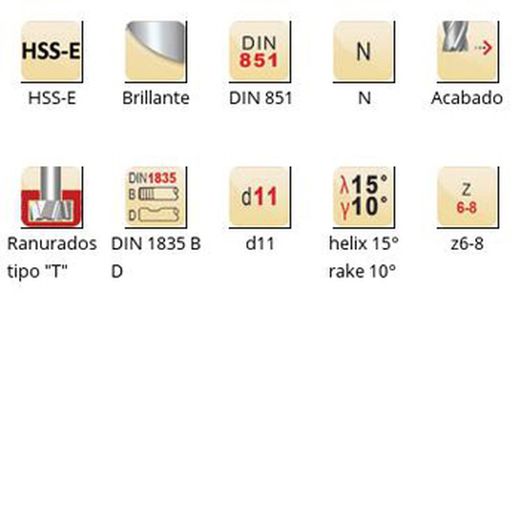 Fraises Dormer HSS-E brillantes DIN 1835 B D à queue en T C800 N din 851 din 851