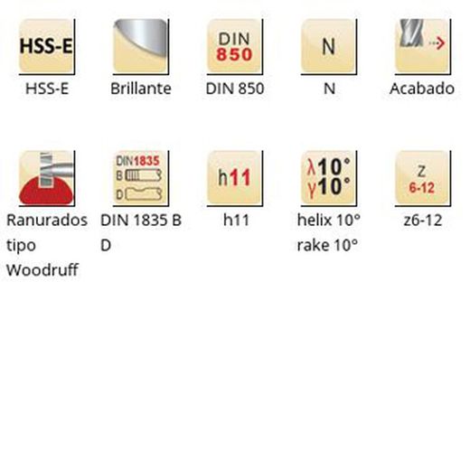 C822 - Fraises à rainurer Dormer HSS-E brillantes DIN 1835 B D à queue Woodruff DIN 850 DIN 850