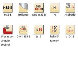 C831 - Fraise à queue d'aronde inversée Dormer HSS-E brillante DIN 1835 B DIN 1833 D DIN 1833 D
