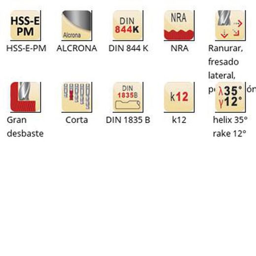 C908 - Fraises d'ébauche Dormer HSS-E-PM Alcrona DIN 1835 B à queue NRA DIN 844 K DIN 844 K