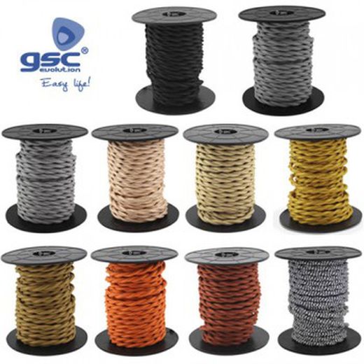 Geflochtenes Textilkabel 10 m, Ref. 3902977-3902978-3902979-3902980-3902981-3902982-3902983-3902984-3902985-3902986