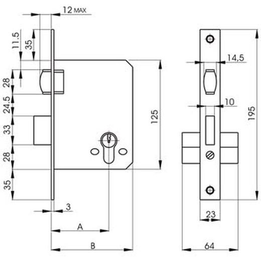 Serrure à mortaiser Lince 5830