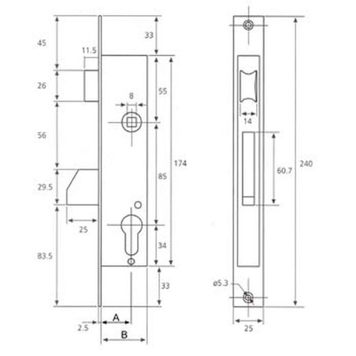 Serrure à mortaiser sans cylindre Tesa 4210