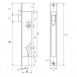 Serrure à mortaiser sans cylindre Tesa 4219