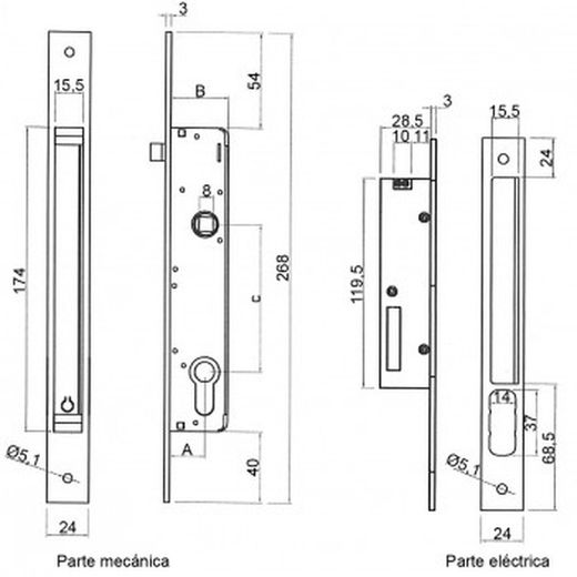Serrure électrique jis mod. Double verrouillage