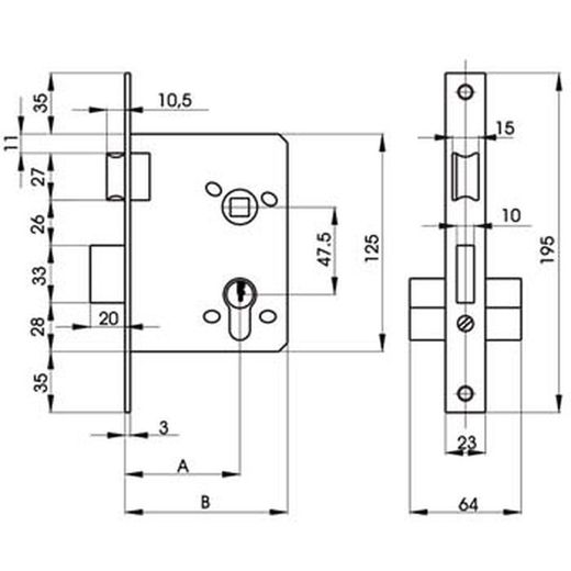 Serrure à mortaiser 5801 hl