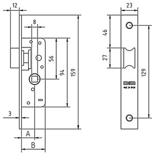 Serrure à mortaiser mcm 1548