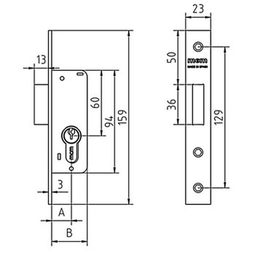 Serrure à mortaiser pour armoires à compteurs de gaz mcm 1649s