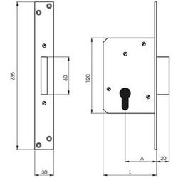 Serrure à larder de sécurité mod.3002 sans cylindre