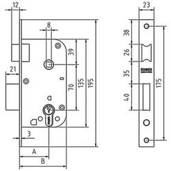 Serrure à mortaiser sans cylindre mcm 1301