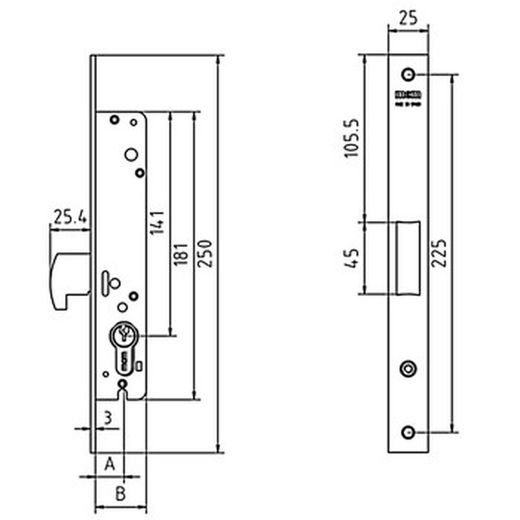 Cerradura embutir sin cilindro mcm 1449