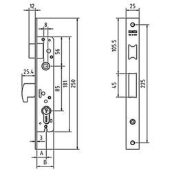 Cerradura embutir sin cilindro mcm 1450