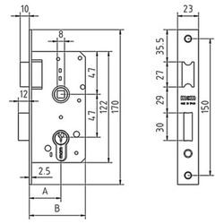 Cerradura embutir sin cilindro mcm 1501
