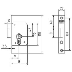 Serrure à mortaiser sans cylindre mcm 1512