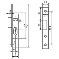 Serrure à mortaiser sans cylindre mcm 1549